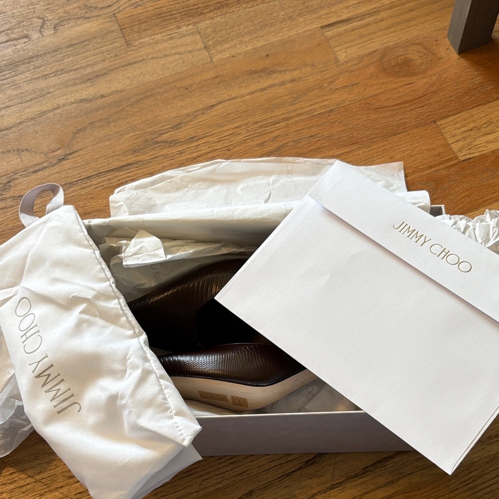 Jimmy Choo Dark Brown Pointed Mules - Picture 8 of 8